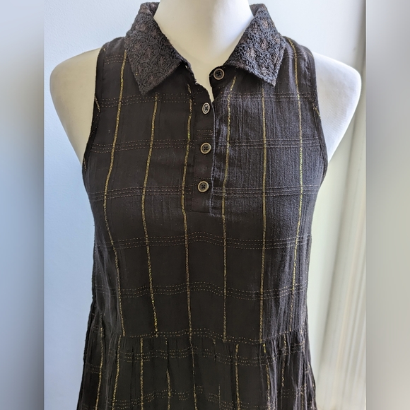 VOLCOM Black/gold thread Text Me Dress Size S - Picture 1 of 10